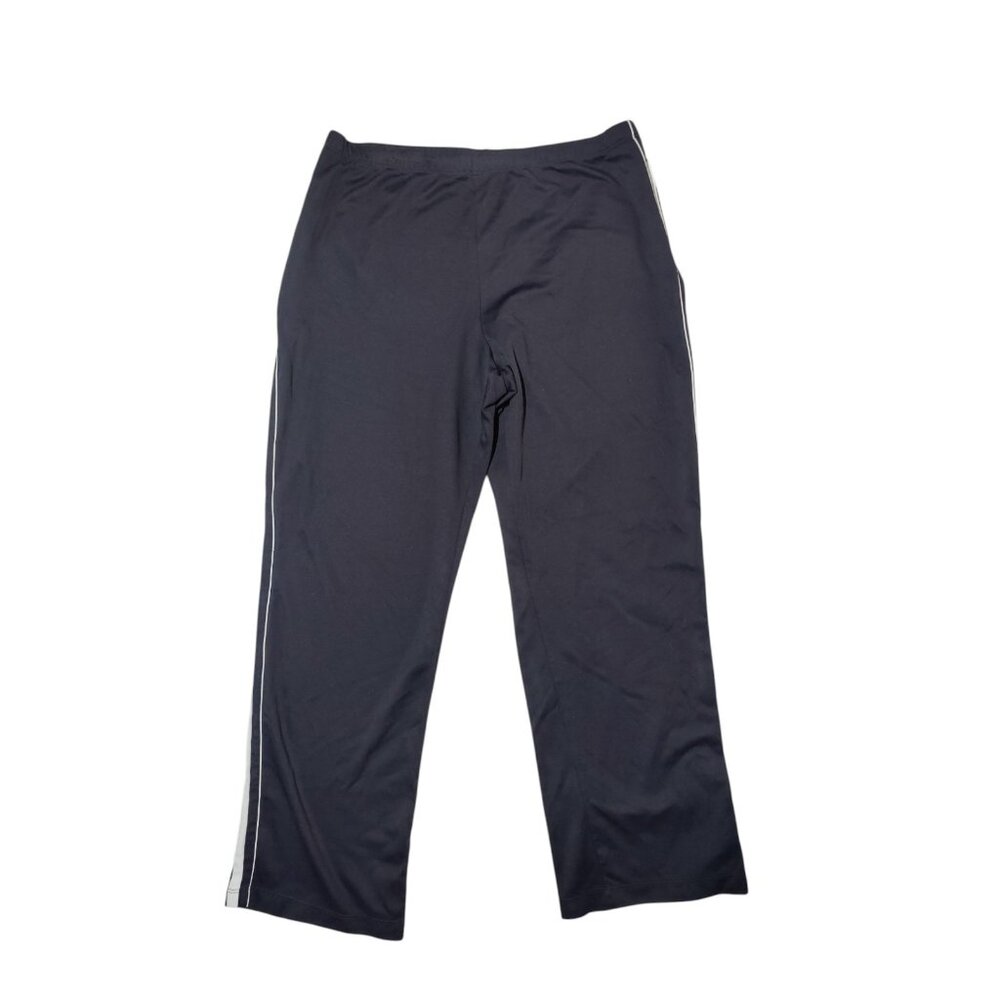Lands' End Black White Straight Leg High Rise Pull On Jogger Pants W Stripes L